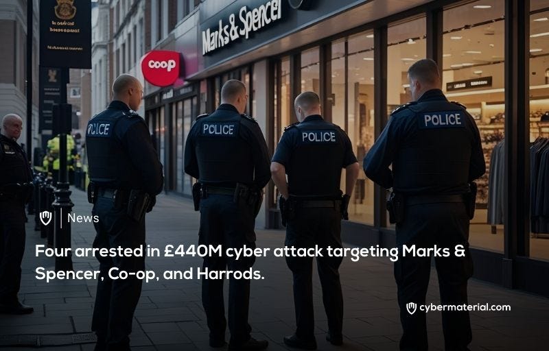 Four Arrested in £440M Cyber Attack on Marks & Spencer, Co-op, and Harrods