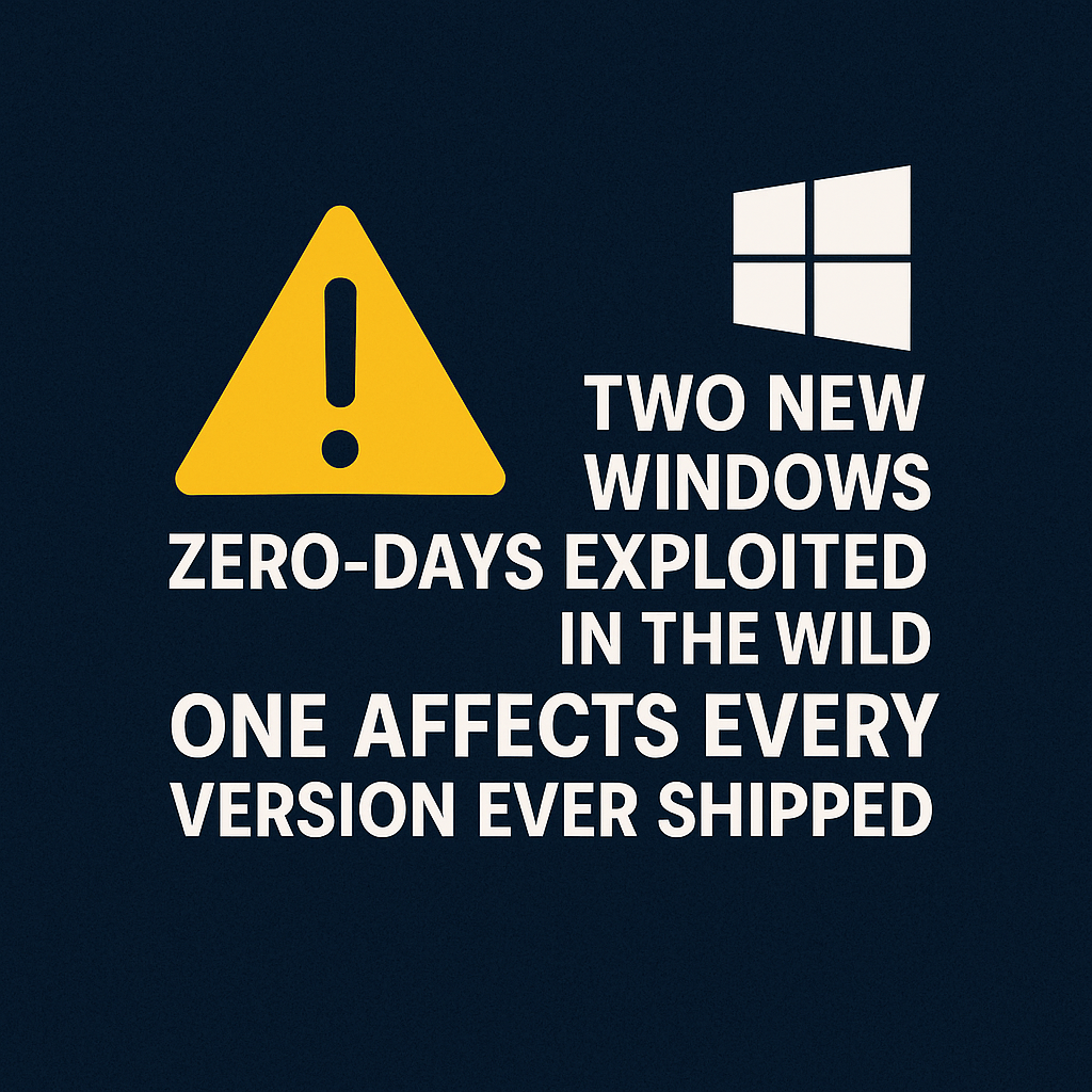 Two New Windows Zero-Days Exploited in the Wild — One Affects Every Version Ever Shipped